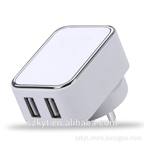 EU AU UK US Round Dual USB Ports Wall Charger Power Adapter Plug